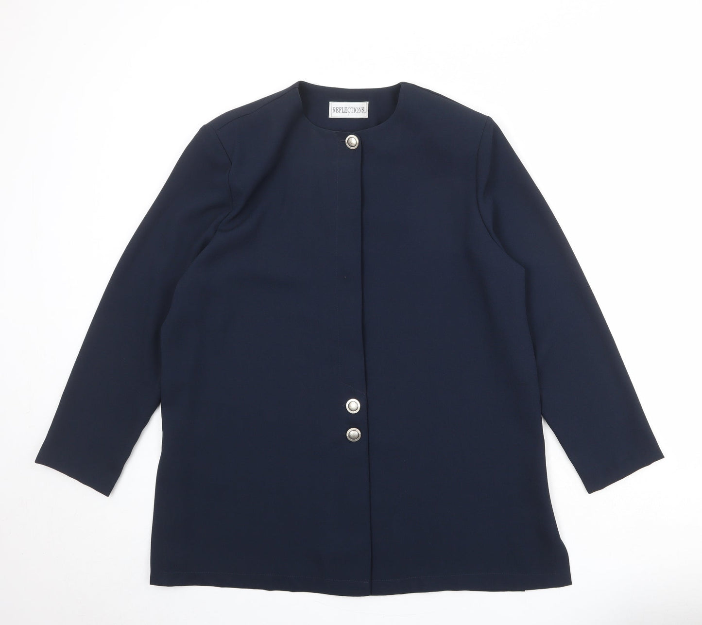 Reflections Womens Blue Jacket Blazer Size L Button