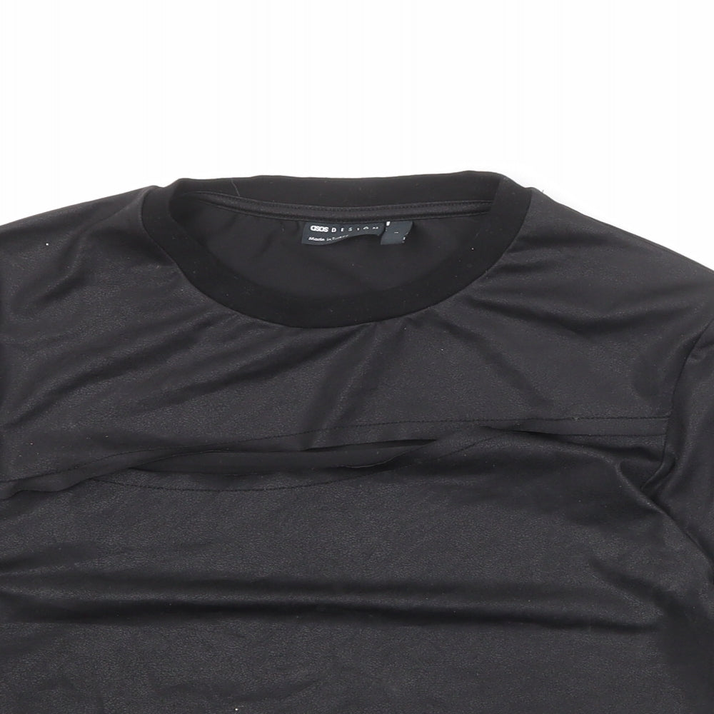 ASOS Womens Black Polyester Basic T-Shirt Size S Round Neck