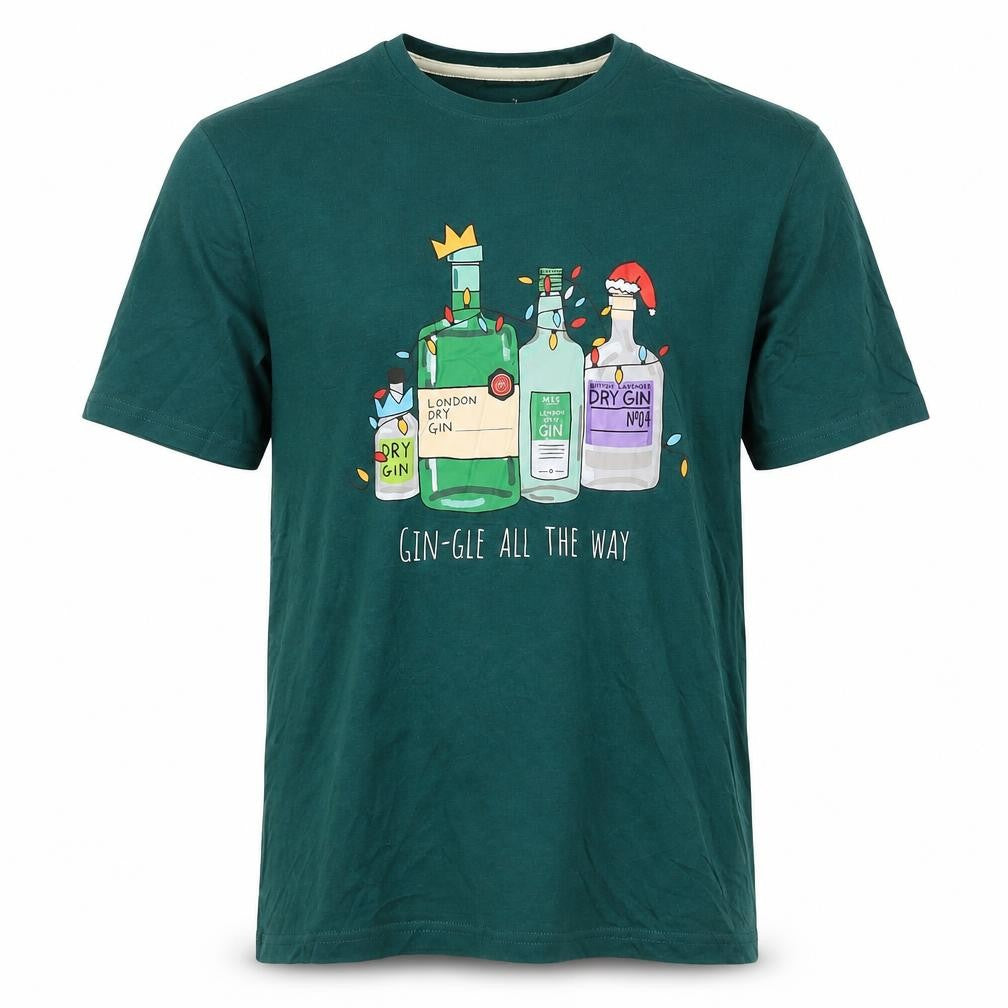 Marks & Spencer Mens Green Cotton T-Shirt Size S Round Neck - Gin-gle All The Way