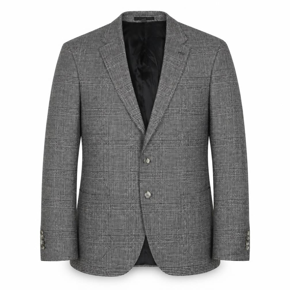 Marks & Spencer Mens Grey Plaid Viscose Jacket Suit Jacket Size 42 Regular