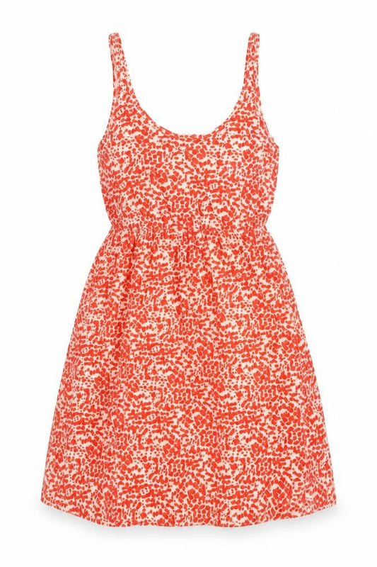 H&M Womens Red Geometric Cotton Tank Dress Size XS Scoop Neck Pullover