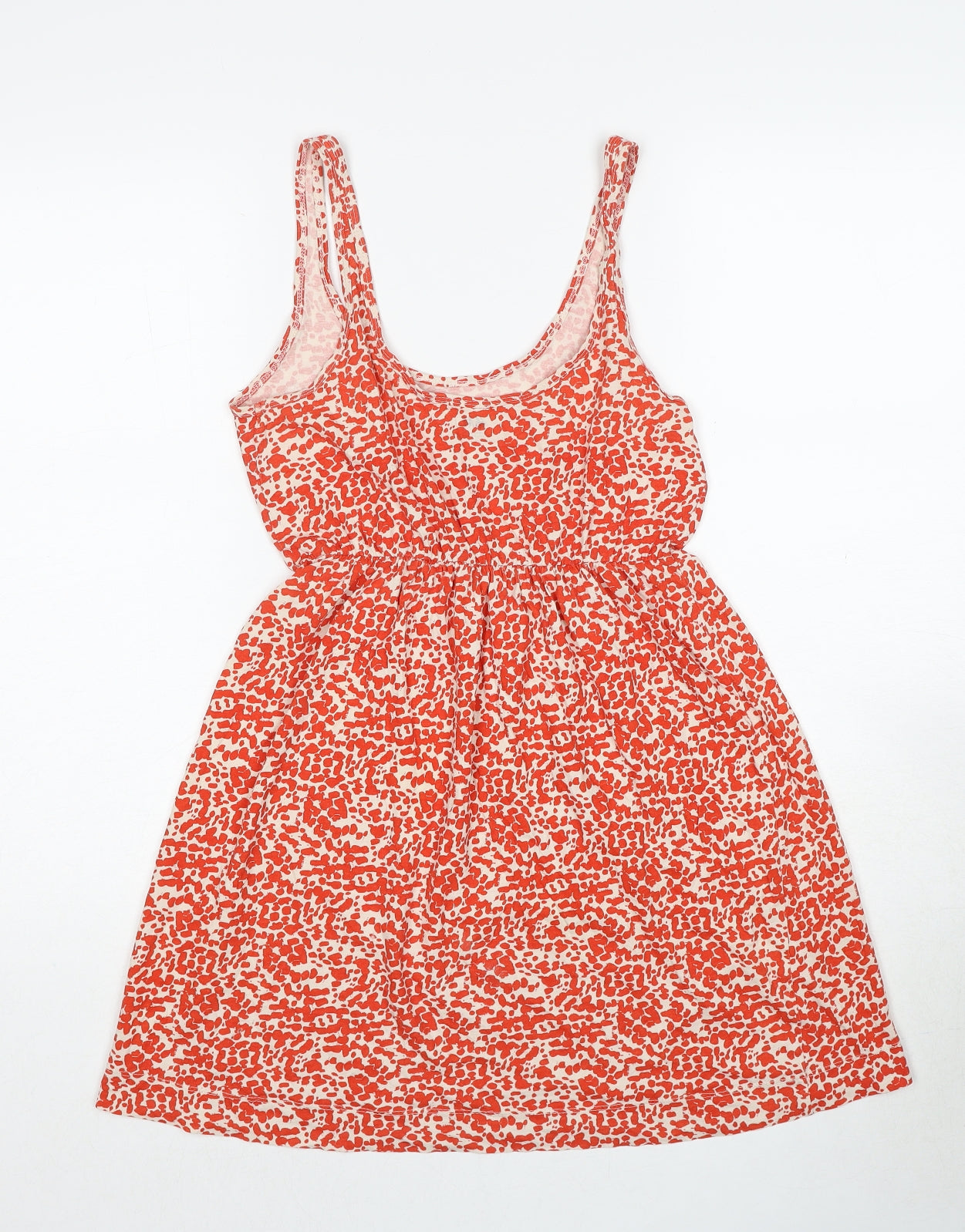 H&M Womens Red Geometric Cotton Tank Dress Size XS Scoop Neck Pullover