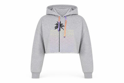 Front view of IVY PARK women’s grey polyester pullover hoodie, size S, pullover