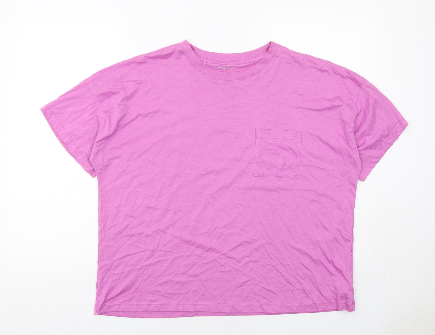 Christian Siriano Womens Purple Cotton Basic T-Shirt Size XL Round Neck