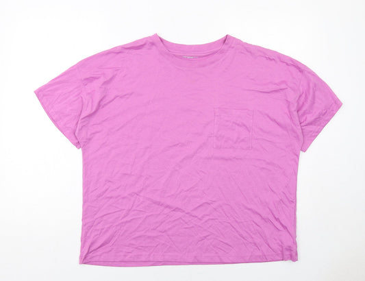 Christian Siriano Womens Purple Cotton Basic T-Shirt Size XL Round Neck