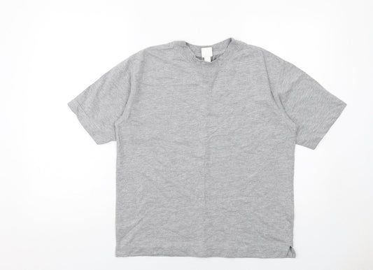H&M Womens Grey Cotton Basic T-Shirt Size S Round Neck
