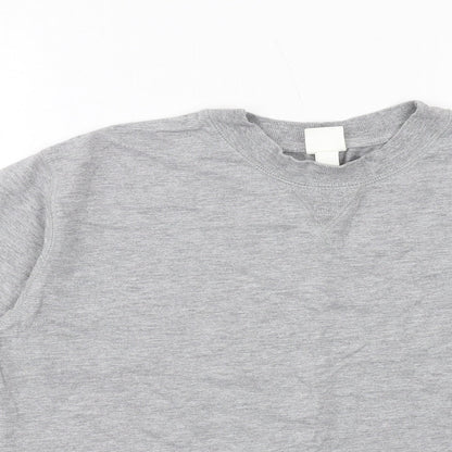 H&M Womens Grey Cotton Basic T-Shirt Size S Round Neck