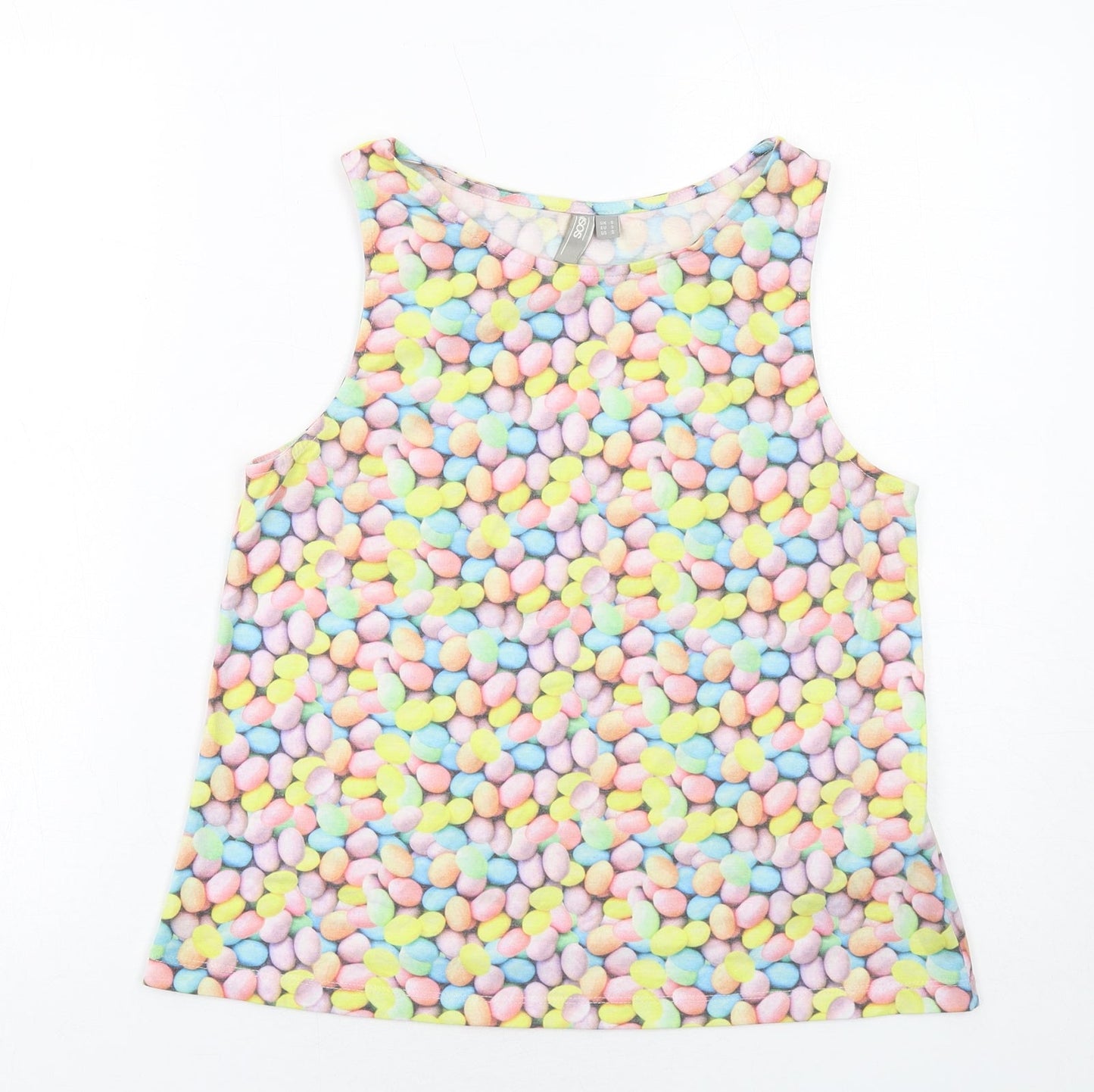 ASOS Mens Multicoloured Geometric Polyester T-Shirt Size S Round Neck - Easter Egg