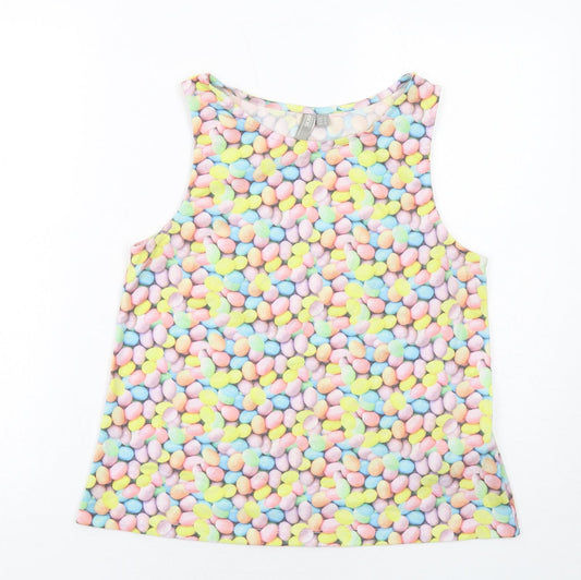 ASOS Mens Multicoloured Geometric Polyester T-Shirt Size S Round Neck - Easter Egg