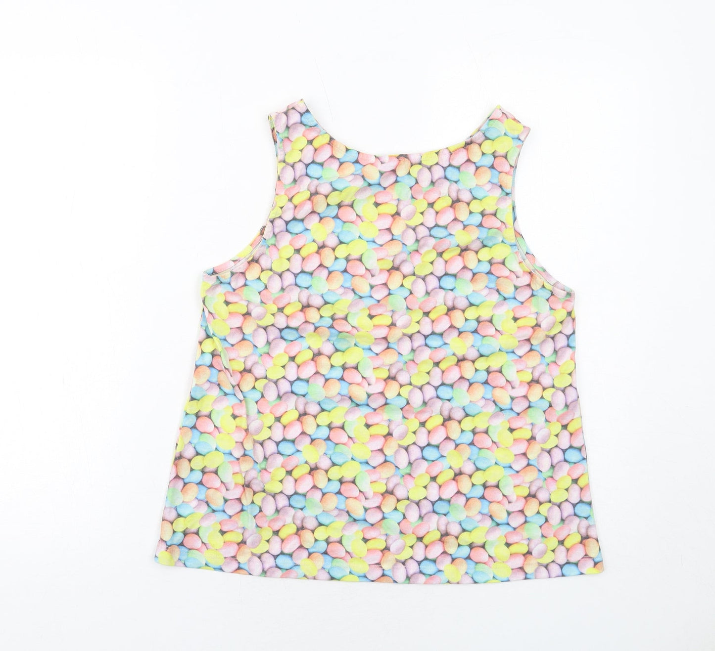 ASOS Mens Multicoloured Geometric Polyester T-Shirt Size S Round Neck - Easter Egg