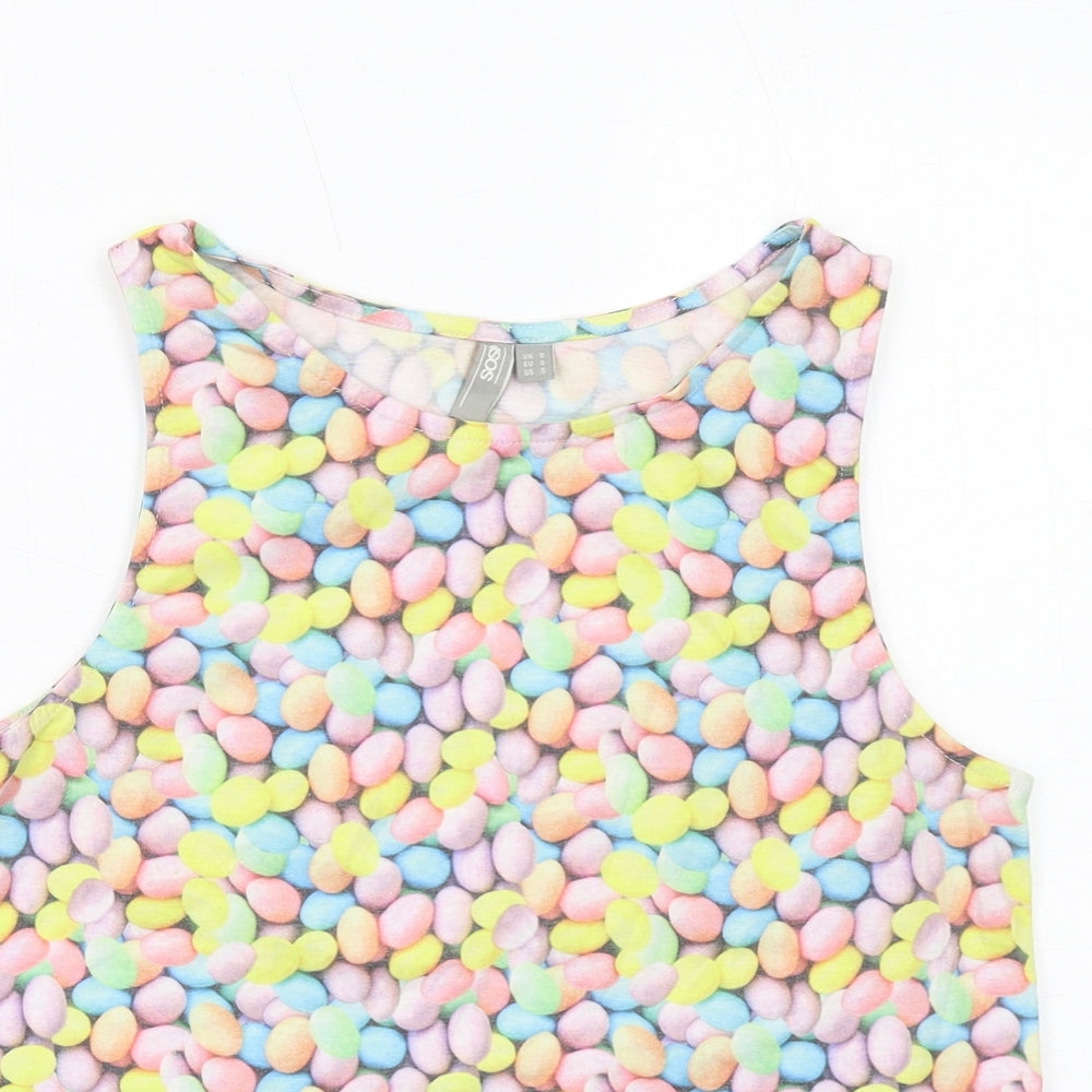 ASOS Mens Multicoloured Geometric Polyester T-Shirt Size S Round Neck - Easter Egg