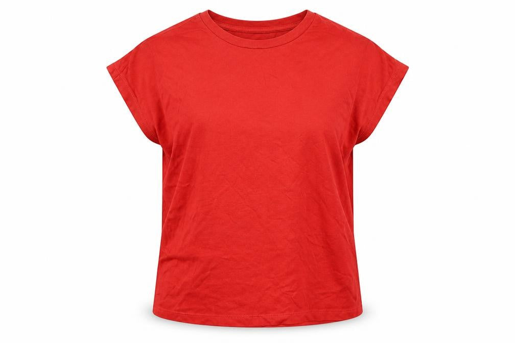 Zara Womens Red Cotton Basic T-Shirt Size S Round Neck