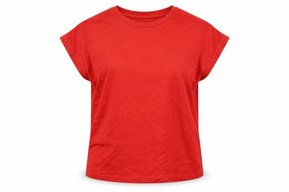 Zara Womens Red Cotton Basic T-Shirt Size S Round Neck