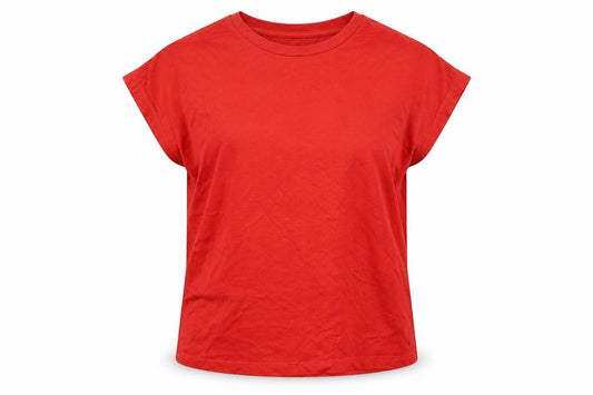 Zara Womens Red Cotton Basic T-Shirt Size S Round Neck