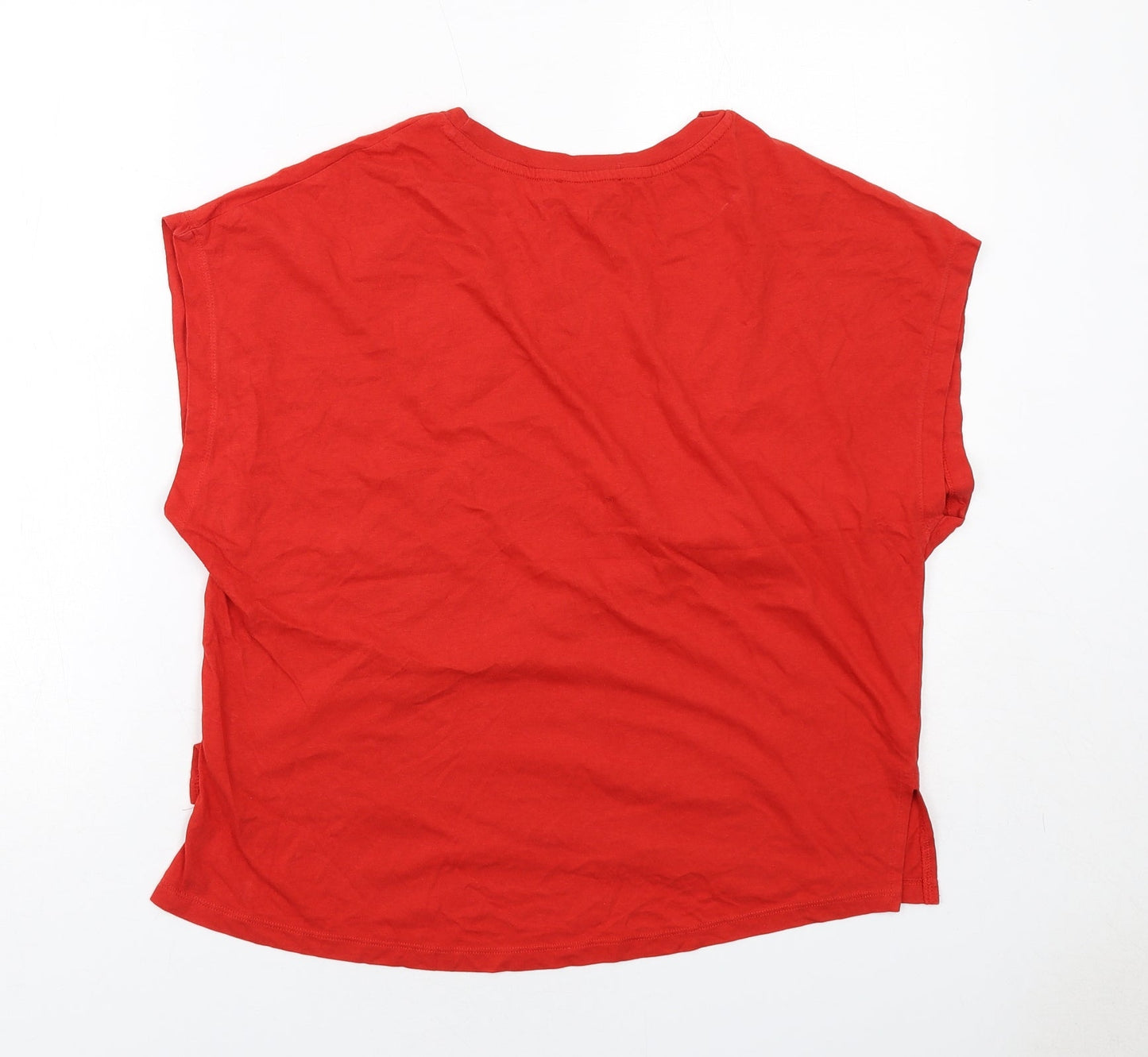 Zara Womens Red Cotton Basic T-Shirt Size S Round Neck