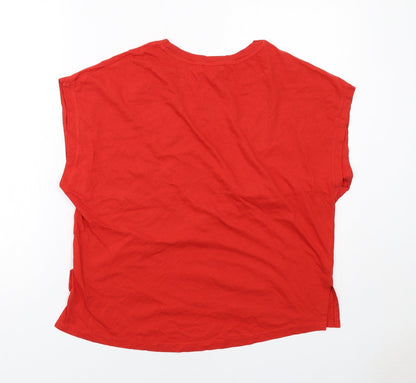 Zara Womens Red Cotton Basic T-Shirt Size S Round Neck