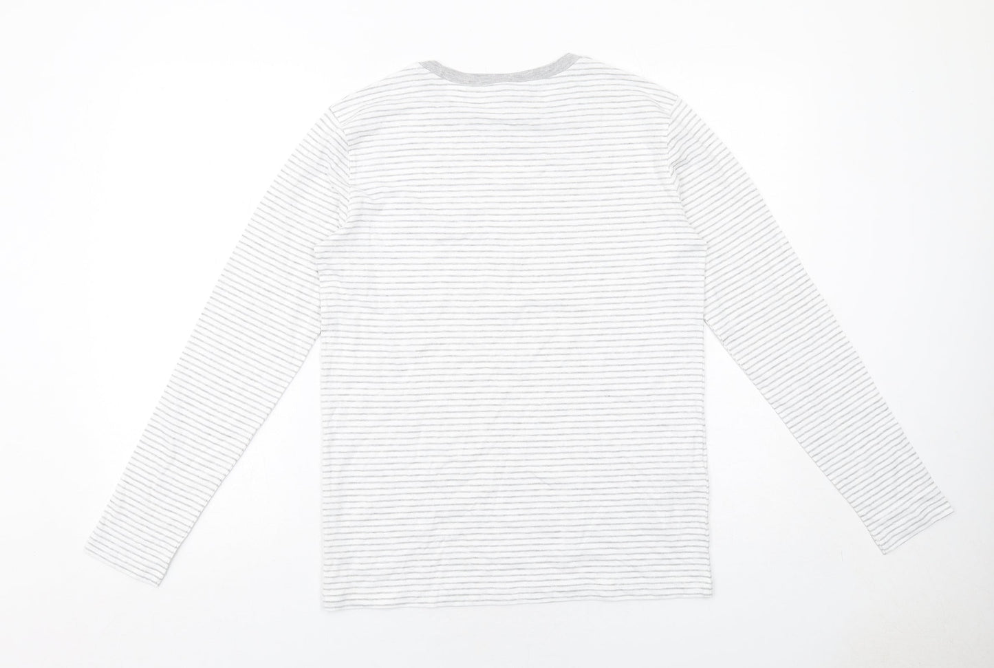 Mango Womens White Striped Cotton Basic T-Shirt Size S Boat Neck