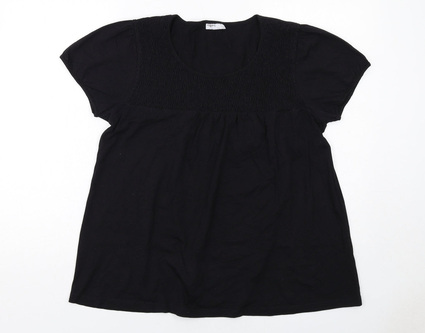 Rogers Womens Black Cotton Basic Blouse Size 10 Round Neck