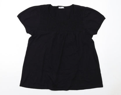 Rogers Womens Black Cotton Basic Blouse Size 10 Round Neck