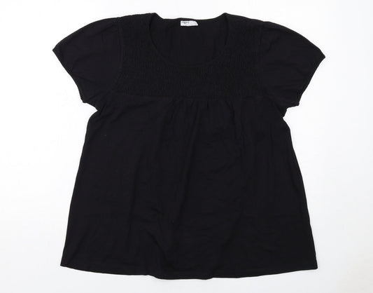 Rogers Womens Black Cotton Basic Blouse Size 10 Round Neck