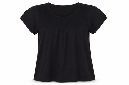 Rogers Womens Black Cotton Basic Blouse Size 10 Round Neck