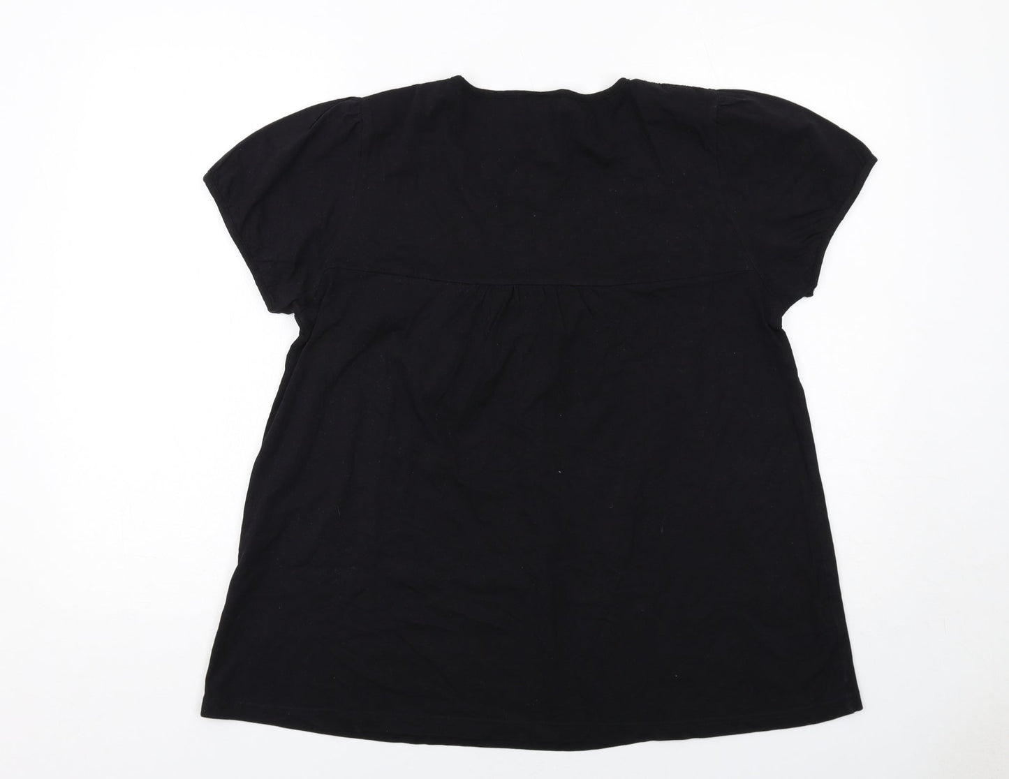 Rogers Womens Black Cotton Basic Blouse Size 10 Round Neck