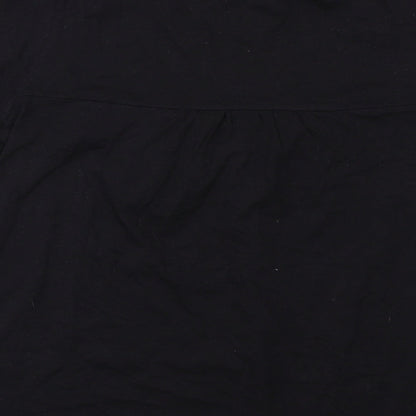 Rogers Womens Black Cotton Basic Blouse Size 10 Round Neck