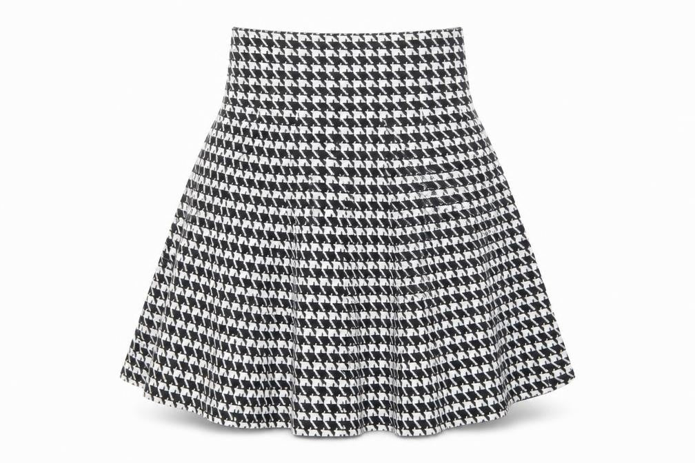 Formula Joven Womens Black Geometric Cotton Swing Skirt Size 8 - Houndstooth Pattern Size 22 Waist