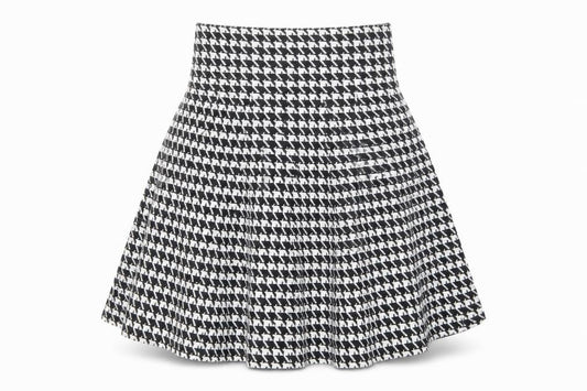 Formula Joven Womens Black Geometric Cotton Swing Skirt Size 8 - Houndstooth Pattern Size 22 Waist