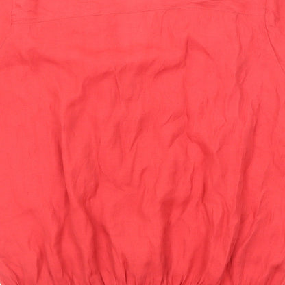 Zara Womens Red Polyester Basic Blouse Size L V-Neck
