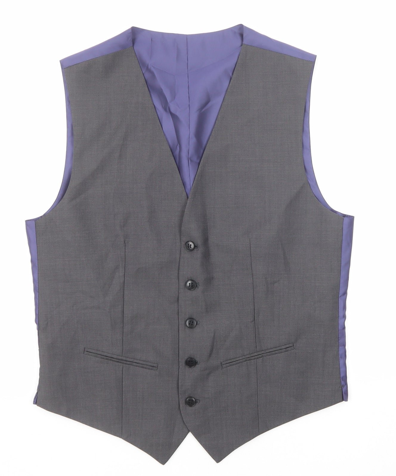 Marks and Spencer Mens Grey Wool Jacket Suit Waistcoat Size 36 Regular