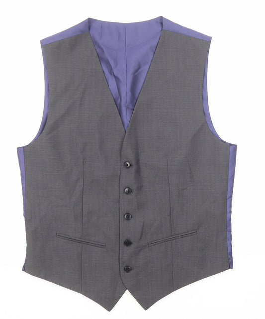 Marks and Spencer Mens Grey Wool Jacket Suit Waistcoat Size 36 Regular