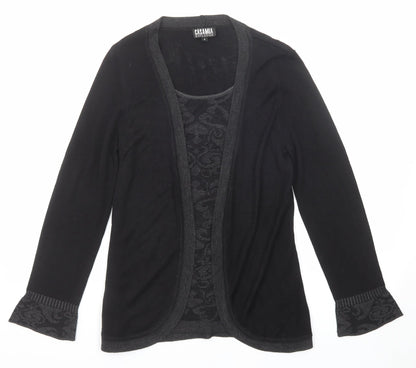 Casamia Womens Black Round Neck Geometric Viscose Pullover Jumper Size S - Twin Set