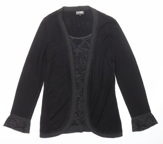 CASAMIA Womens Black Round Neck Geometric Viscose Pullover Jumper Size S - Twin Set