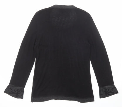 Casamia Womens Black Round Neck Geometric Viscose Pullover Jumper Size S - Twin Set