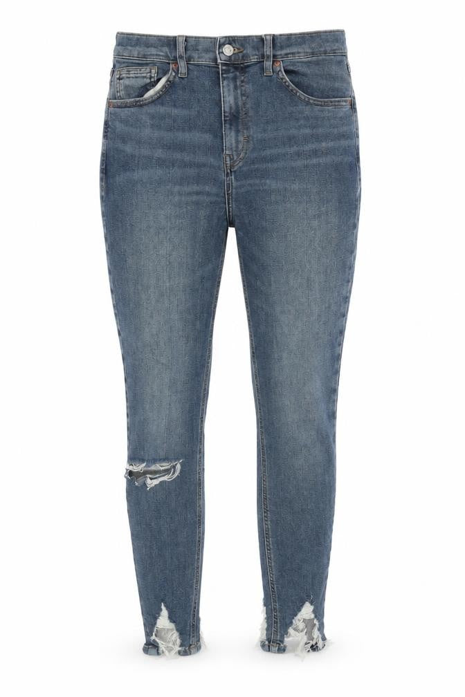 Topshop Womens Blue Cotton Skinny Jeans Size 30 in Regular Zip