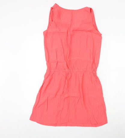 Next Womens Pink Polyester A-Line Size 12 V-Neck Pullover
