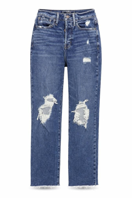 Hollister Womens Blue Cotton Straight Jeans Size 25 in L28 in Regular Zip
