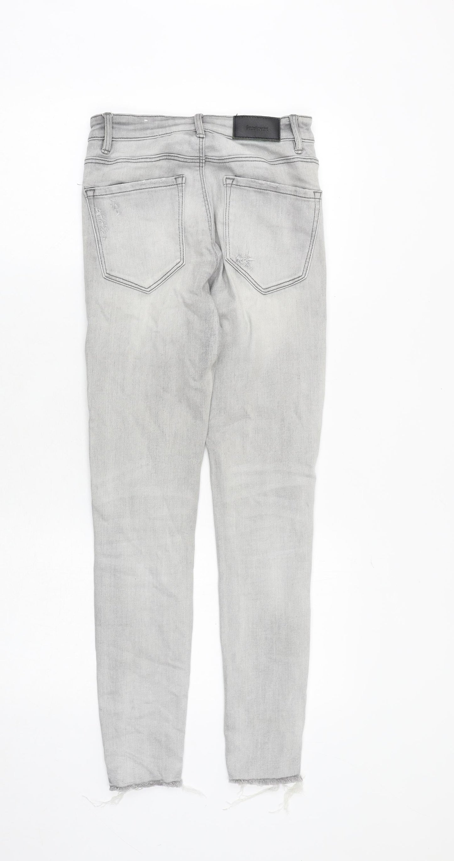 Stradivarius Womens Grey Cotton Skinny Jeans Size 6 Slim Zip