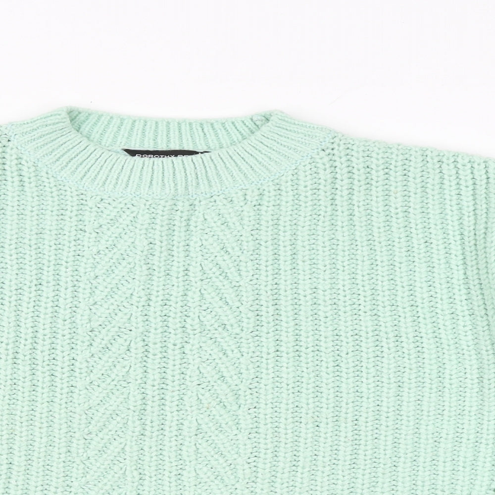 Dorothy Perkins Womens Green Round Neck Acrylic Pullover Jumper Size S