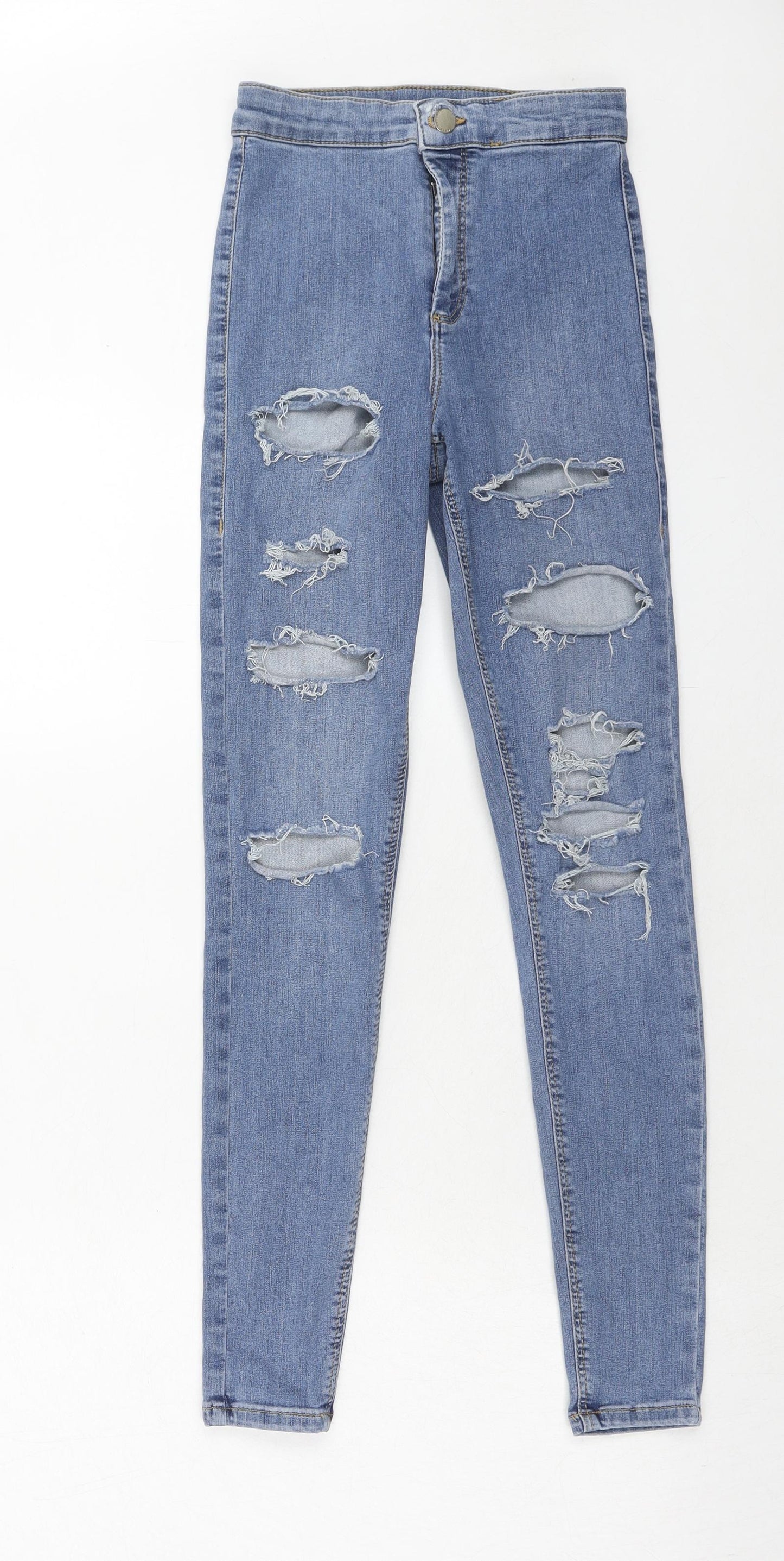 Topshop Womens Blue Cotton Skinny Jeans Size 26 in L32 in Regular Zip