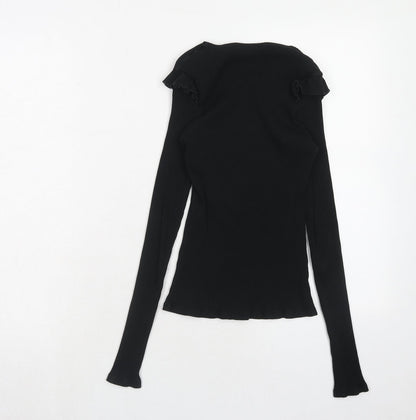 Zara Womens Blue Cotton Basic T-Shirt Size S Round Neck