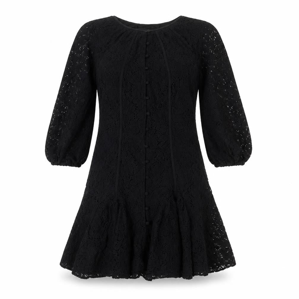 ASOS Womens Black Nylon A-Line Size 8 Round Neck Button