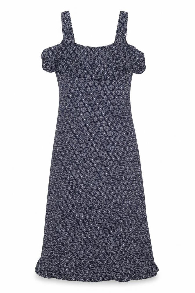 JoJo Maman Bébé Womens Blue Geometric Viscose A-Line Size S Round Neck Pullover