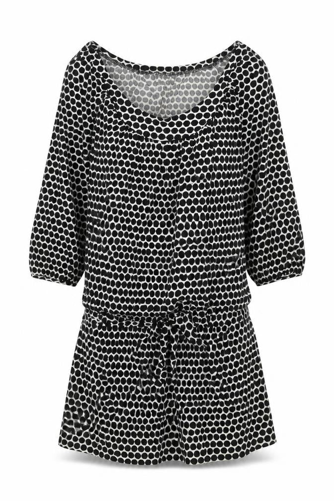 Marks & Spencer Womens Black Polka Dot Cotton A-Line Size 14 Round Neck Pullover