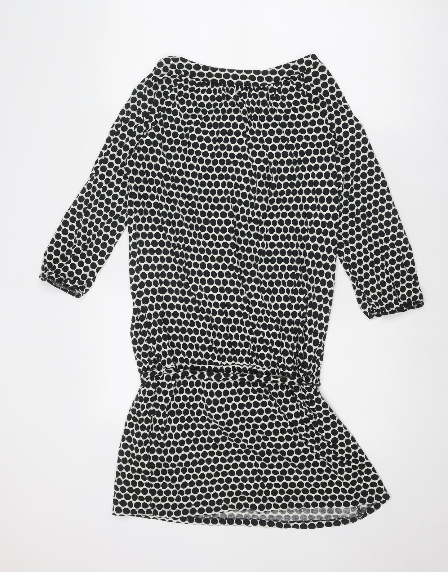 Marks and Spencer Womens Black Polka Dot Cotton A-Line Size 14 Round Neck Pullover