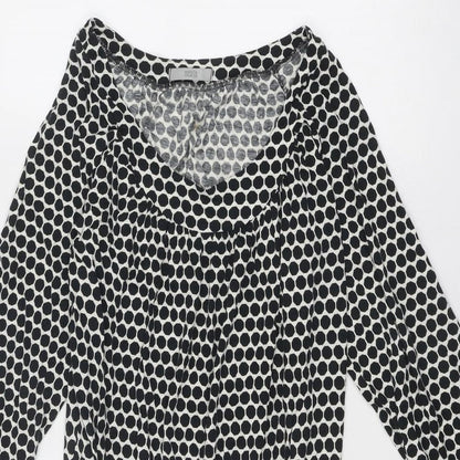 Marks & Spencer Womens Black Polka Dot Cotton A-Line Size 14 Round Neck Pullover