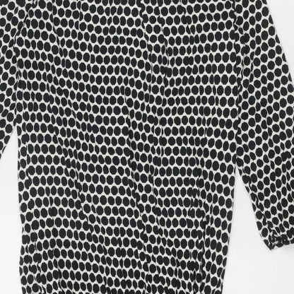 Marks & Spencer Womens Black Polka Dot Cotton A-Line Size 14 Round Neck Pullover