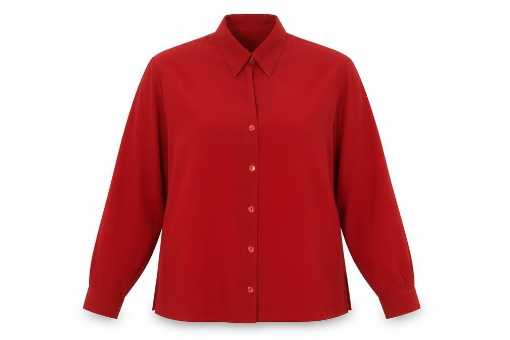 Bonmarché Womens Red Polyester Basic Button-Up Size 14 Collared