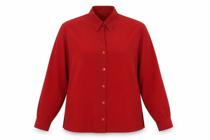 Bonmarché Womens Red Polyester Basic Button-Up Size 14 Collared